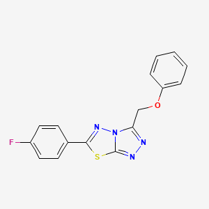 molecular formula C16H11FN4OS B11571036 6-(4-Fluorophenyl)-3-(phenoxymethyl)-[1,2,4]triazolo[3,4-b][1,3,4]thiadiazole 