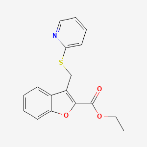 molecular formula C17H15NO3S B11571052 Ethyl 3-[(pyridin-2-ylsulfanyl)methyl]-1-benzofuran-2-carboxylate 