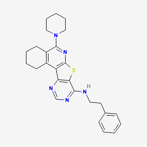 molecular formula C26H29N5S B11571268 N-(2-phenylethyl)-8-piperidin-1-yl-11-thia-9,14,16-triazatetracyclo[8.7.0.02,7.012,17]heptadeca-1,7,9,12,14,16-hexaen-13-amine 
