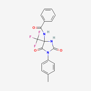 molecular formula C18H14F3N3O3 B11571292 N-[1-(4-methylphenyl)-2,5-dioxo-4-(trifluoromethyl)imidazolidin-4-yl]benzamide 