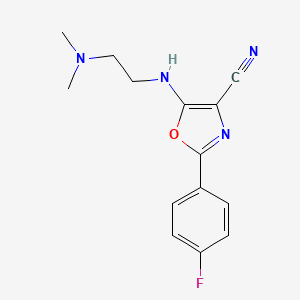 molecular formula C14H15FN4O B11571317 5-{[2-(Dimethylamino)ethyl]amino}-2-(4-fluorophenyl)-1,3-oxazole-4-carbonitrile 