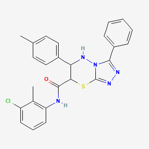 molecular formula C25H22ClN5OS B11571407 N-(3-chloro-2-methylphenyl)-6-(4-methylphenyl)-3-phenyl-6,7-dihydro-5H-[1,2,4]triazolo[3,4-b][1,3,4]thiadiazine-7-carboxamide 