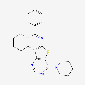 molecular formula C24H24N4S B11571419 8-phenyl-13-piperidin-1-yl-11-thia-9,14,16-triazatetracyclo[8.7.0.02,7.012,17]heptadeca-1,7,9,12,14,16-hexaene CAS No. 374913-87-8