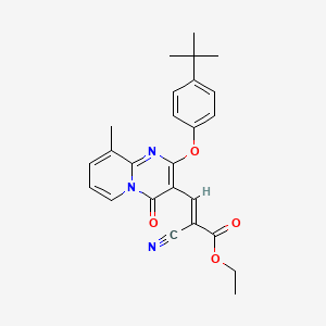molecular formula C25H25N3O4 B11571468 ethyl (2E)-3-[2-(4-tert-butylphenoxy)-9-methyl-4-oxo-4H-pyrido[1,2-a]pyrimidin-3-yl]-2-cyanoprop-2-enoate 