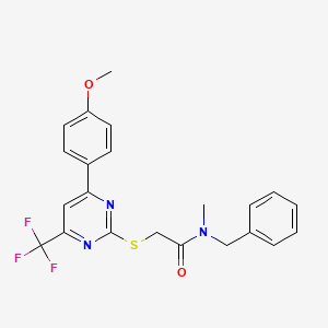 molecular formula C22H20F3N3O2S B11571650 N-benzyl-2-{[4-(4-methoxyphenyl)-6-(trifluoromethyl)pyrimidin-2-yl]sulfanyl}-N-methylacetamide 