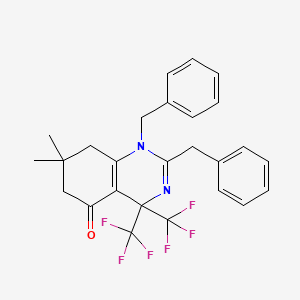 molecular formula C26H24F6N2O B11571688 1,2-dibenzyl-7,7-dimethyl-4,4-bis(trifluoromethyl)-4,6,7,8-tetrahydroquinazolin-5(1H)-one 