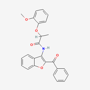 molecular formula C25H21NO5 B11571730 N-(2-benzoyl-1-benzofuran-3-yl)-2-(2-methoxyphenoxy)propanamide 