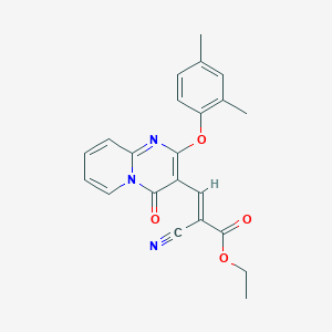 molecular formula C22H19N3O4 B11571844 ethyl (2E)-2-cyano-3-[2-(2,4-dimethylphenoxy)-4-oxo-4H-pyrido[1,2-a]pyrimidin-3-yl]prop-2-enoate 