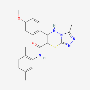 molecular formula C21H23N5O2S B11571854 N-(2,5-dimethylphenyl)-6-(4-methoxyphenyl)-3-methyl-6,7-dihydro-5H-[1,2,4]triazolo[3,4-b][1,3,4]thiadiazine-7-carboxamide 