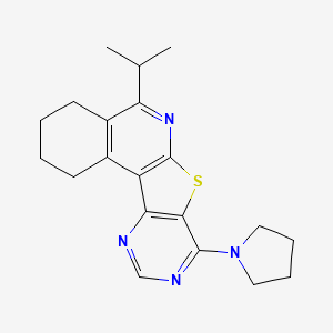 molecular formula C20H24N4S B11572059 8-propan-2-yl-13-pyrrolidin-1-yl-11-thia-9,14,16-triazatetracyclo[8.7.0.02,7.012,17]heptadeca-1,7,9,12,14,16-hexaene 