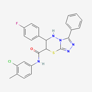 molecular formula C24H19ClFN5OS B11572453 N-(3-chloro-4-methylphenyl)-6-(4-fluorophenyl)-3-phenyl-6,7-dihydro-5H-[1,2,4]triazolo[3,4-b][1,3,4]thiadiazine-7-carboxamide 