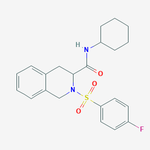molecular formula C22H25FN2O3S B11572454 N-Cyclohexyl-2-(4-fluorobenzenesulfonyl)-1,2,3,4-tetrahydroisoquinoline-3-carboxamide 
