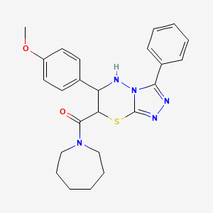 molecular formula C24H27N5O2S B11572646 azepan-1-yl[6-(4-methoxyphenyl)-3-phenyl-6,7-dihydro-5H-[1,2,4]triazolo[3,4-b][1,3,4]thiadiazin-7-yl]methanone 