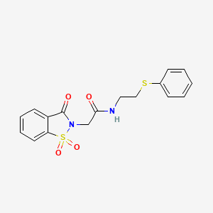 molecular formula C17H16N2O4S2 B11572776 N-(2-phenylsulfanylethyl)-2-(1,1,3-trioxo-1,2-benzothiazol-2-yl)acetamide 