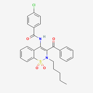 molecular formula C27H25ClN2O4S B11572884 N-(3-benzoyl-1,1-dioxido-2-pentyl-2H-1,2-benzothiazin-4-yl)-4-chlorobenzamide 