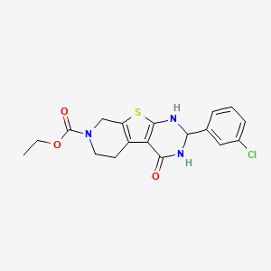 molecular formula C18H18ClN3O3S B11572888 ethyl 5-(3-chlorophenyl)-3-oxo-8-thia-4,6,11-triazatricyclo[7.4.0.02,7]trideca-1(9),2(7)-diene-11-carboxylate 