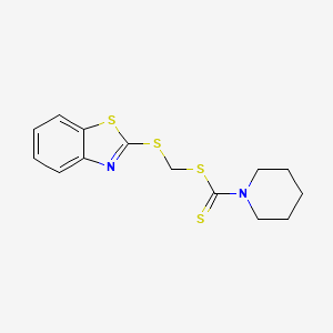 molecular formula C14H16N2S4 B11572959 (1,3-Benzothiazol-2-ylsulfanyl)methyl piperidine-1-carbodithioate 