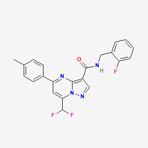 molecular formula C22H17F3N4O B11572983 7-(difluoromethyl)-N-[(2-fluorophenyl)methyl]-5-(4-methylphenyl)pyrazolo[1,5-a]pyrimidine-3-carboxamide 