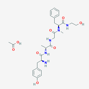 molecular formula C28H39N5O8 B011573 L-Phenylalaninamide, L-tyrosyl-D-alanylglycyl-N-(2-hydroxyethyl)-Nalpha-methyl-, monoacetate (salt) CAS No. 100929-53-1