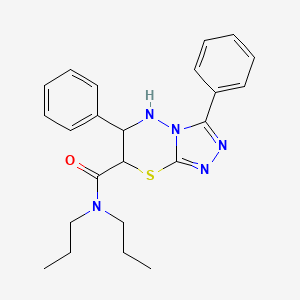 molecular formula C23H27N5OS B11573015 3,6-diphenyl-N,N-dipropyl-6,7-dihydro-5H-[1,2,4]triazolo[3,4-b][1,3,4]thiadiazine-7-carboxamide 