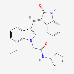molecular formula C27H29N3O2 B11573082 N-cyclopentyl-2-{7-ethyl-3-[(E)-(1-methyl-2-oxo-1,2-dihydro-3H-indol-3-ylidene)methyl]-1H-indol-1-yl}acetamide 