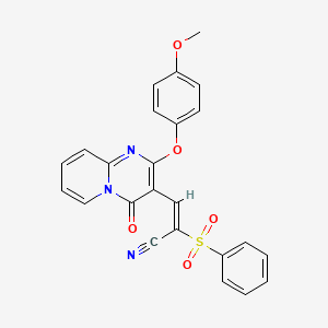 molecular formula C24H17N3O5S B11573122 (2E)-3-[2-(4-methoxyphenoxy)-4-oxo-4H-pyrido[1,2-a]pyrimidin-3-yl]-2-(phenylsulfonyl)prop-2-enenitrile 