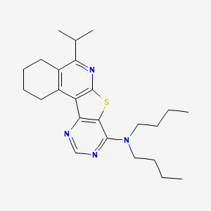 molecular formula C24H34N4S B11573298 N,N-dibutyl-8-propan-2-yl-11-thia-9,14,16-triazatetracyclo[8.7.0.02,7.012,17]heptadeca-1,7,9,12,14,16-hexaen-13-amine 