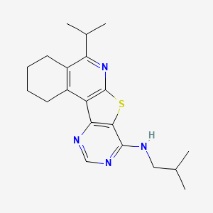 molecular formula C20H26N4S B11573320 N-(2-methylpropyl)-8-propan-2-yl-11-thia-9,14,16-triazatetracyclo[8.7.0.02,7.012,17]heptadeca-1,7,9,12,14,16-hexaen-13-amine 