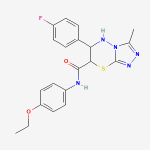 molecular formula C20H20FN5O2S B11573498 N-(4-ethoxyphenyl)-6-(4-fluorophenyl)-3-methyl-6,7-dihydro-5H-[1,2,4]triazolo[3,4-b][1,3,4]thiadiazine-7-carboxamide 