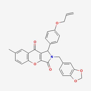 molecular formula C29H23NO6 B11573548 2-(1,3-Benzodioxol-5-ylmethyl)-7-methyl-1-[4-(prop-2-en-1-yloxy)phenyl]-1,2-dihydrochromeno[2,3-c]pyrrole-3,9-dione 