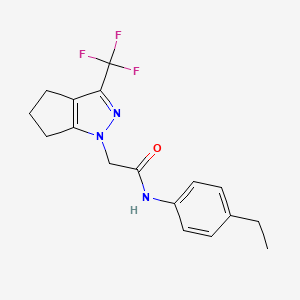 molecular formula C17H18F3N3O B11573591 N-(4-ethylphenyl)-2-[3-(trifluoromethyl)-5,6-dihydro-4H-cyclopenta[c]pyrazol-1-yl]acetamide 