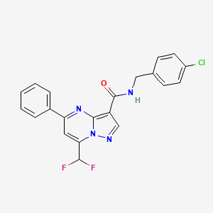 molecular formula C21H15ClF2N4O B11573872 N-[(4-chlorophenyl)methyl]-7-(difluoromethyl)-5-phenylpyrazolo[1,5-a]pyrimidine-3-carboxamide 