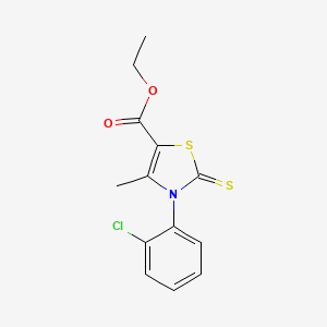 molecular formula C13H12ClNO2S2 B11573910 Ethyl 3-(2-chlorophenyl)-4-methyl-2-sulfanylidene-1,3-thiazole-5-carboxylate CAS No. 313514-00-0
