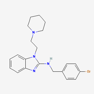 molecular formula C21H25BrN4 B11573919 N-(4-bromobenzyl)-1-[2-(piperidin-1-yl)ethyl]-1H-benzimidazol-2-amine 