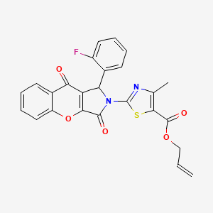 molecular formula C25H17FN2O5S B11573978 prop-2-en-1-yl 2-[1-(2-fluorophenyl)-3,9-dioxo-3,9-dihydrochromeno[2,3-c]pyrrol-2(1H)-yl]-4-methyl-1,3-thiazole-5-carboxylate 