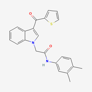 molecular formula C23H20N2O2S B11574180 N-(3,4-Dimethylphenyl)-2-[3-(thiophene-2-carbonyl)-1H-indol-1-YL]acetamide 