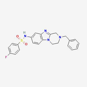 molecular formula C23H21FN4O2S B11574347 N-(2-benzyl-1,2,3,4-tetrahydropyrazino[1,2-a]benzimidazol-8-yl)-4-fluorobenzenesulfonamide 