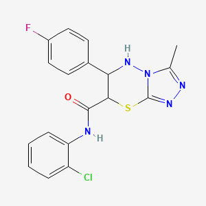 molecular formula C18H15ClFN5OS B11574349 N-(2-chlorophenyl)-6-(4-fluorophenyl)-3-methyl-6,7-dihydro-5H-[1,2,4]triazolo[3,4-b][1,3,4]thiadiazine-7-carboxamide 