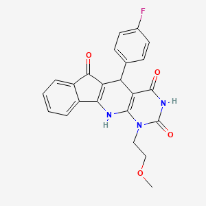 molecular formula C23H18FN3O4 B11574404 2-(4-fluorophenyl)-7-(2-methoxyethyl)-5,7,9-triazatetracyclo[8.7.0.03,8.011,16]heptadeca-1(10),3(8),11,13,15-pentaene-4,6,17-trione 