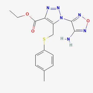 molecular formula C15H16N6O3S B11574490 ethyl 1-(4-amino-1,2,5-oxadiazol-3-yl)-5-{[(4-methylphenyl)thio]methyl}-1H-1,2,3-triazole-4-carboxylate 