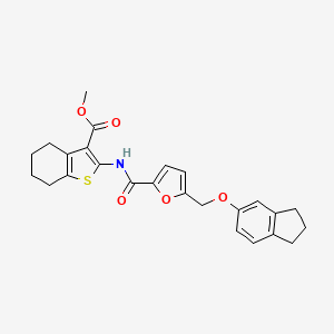 molecular formula C25H25NO5S B11574646 methyl 2-[({5-[(2,3-dihydro-1H-inden-5-yloxy)methyl]furan-2-yl}carbonyl)amino]-4,5,6,7-tetrahydro-1-benzothiophene-3-carboxylate 