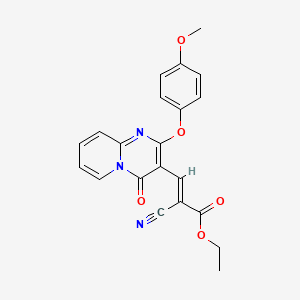 molecular formula C21H17N3O5 B11574795 ethyl (2E)-2-cyano-3-[2-(4-methoxyphenoxy)-4-oxo-4H-pyrido[1,2-a]pyrimidin-3-yl]prop-2-enoate 