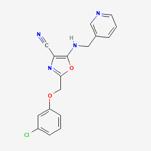 molecular formula C17H13ClN4O2 B11575273 2-[(3-Chlorophenoxy)methyl]-5-[(pyridin-3-ylmethyl)amino]-1,3-oxazole-4-carbonitrile 