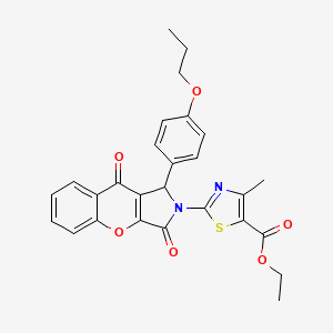 molecular formula C27H24N2O6S B11575403 ethyl 2-[3,9-dioxo-1-(4-propoxyphenyl)-3,9-dihydrochromeno[2,3-c]pyrrol-2(1H)-yl]-4-methyl-1,3-thiazole-5-carboxylate 