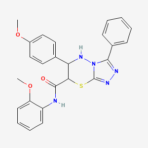 molecular formula C25H23N5O3S B11575426 N-(2-methoxyphenyl)-6-(4-methoxyphenyl)-3-phenyl-6,7-dihydro-5H-[1,2,4]triazolo[3,4-b][1,3,4]thiadiazine-7-carboxamide 