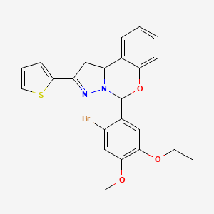 molecular formula C23H21BrN2O3S B11575826 5-(2-Bromo-5-ethoxy-4-methoxyphenyl)-2-(thiophen-2-yl)-1,10b-dihydropyrazolo[1,5-c][1,3]benzoxazine 