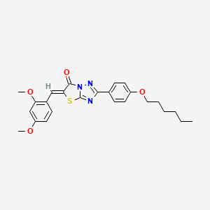 molecular formula C25H27N3O4S B11576529 (5Z)-5-(2,4-dimethoxybenzylidene)-2-[4-(hexyloxy)phenyl][1,3]thiazolo[3,2-b][1,2,4]triazol-6(5H)-one 