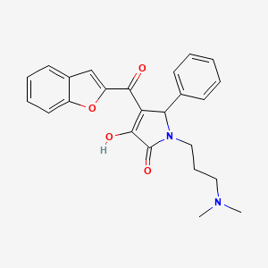 molecular formula C24H24N2O4 B11576576 4-(1-benzofuran-2-ylcarbonyl)-1-[3-(dimethylamino)propyl]-3-hydroxy-5-phenyl-1,5-dihydro-2H-pyrrol-2-one 