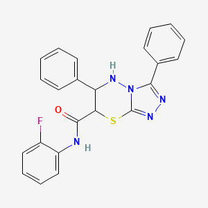 molecular formula C23H18FN5OS B11576606 N-(2-fluorophenyl)-3,6-diphenyl-6,7-dihydro-5H-[1,2,4]triazolo[3,4-b][1,3,4]thiadiazine-7-carboxamide 
