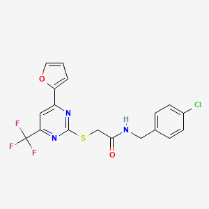 molecular formula C18H13ClF3N3O2S B11576668 N-(4-chlorobenzyl)-2-{[4-(furan-2-yl)-6-(trifluoromethyl)pyrimidin-2-yl]sulfanyl}acetamide 